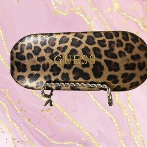 GUESS Leopard Print Brown/Black Eyeglass Case, Black Velvet inside.